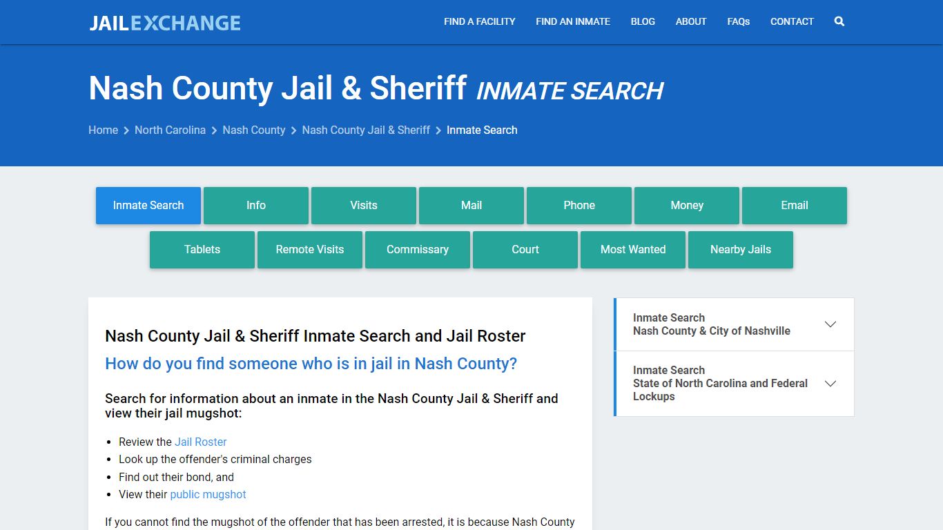 Inmate Search: Roster & Mugshots - Nash County Jail & Sheriff, NC